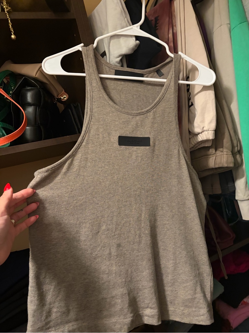 Essentials Fear of God Taupe Logo Patch Sweatshirt